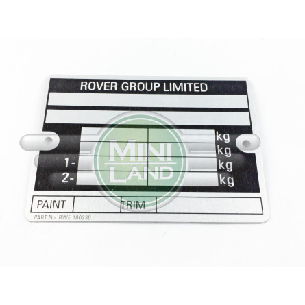 Tabliczka znamionowa 'Rover Group Limited'