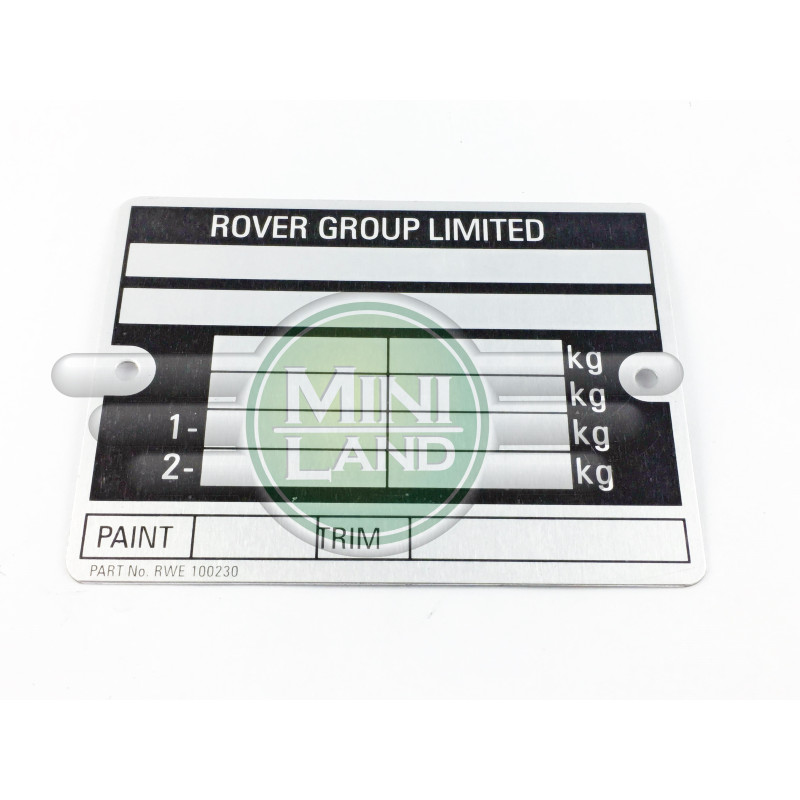 Tabliczka znamionowa 'Rover Group Limited'