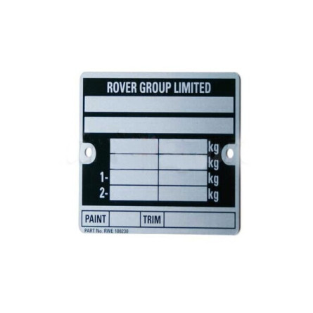 Tabliczka znamionowa 'Rover Group Limited'